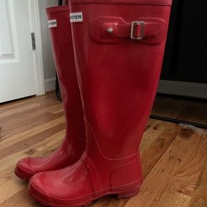 Red rain boots